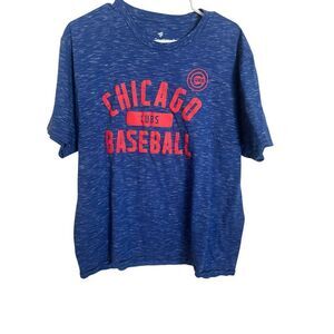 Fanatics Mens Blue Red Royal Chicago Cubs Primary Pill Space Dye T-Shirt Size XL